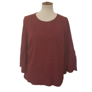 Crown & Ivy Suede-like Burgundy 3/4 Sleeve Top